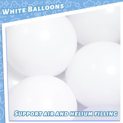 LovesTown 110PCS Latex Balloons Bulk, White Party Balloons with Ribbon 12\
