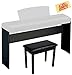 Yamaha L-85 Furniture Stand for P-35, P-45, P-85, P-95, P-105, P-115 Digital Piano - Black Bundle with Furniture Bench and Austin Bazaar Polishing Cloth