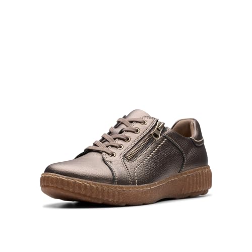 Clarks Collection Women's Caroline Janna Sneaker, Bronze Metallic Leather, 6 Wi…
