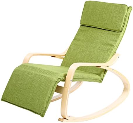 Rocking Chairs HWF Recliner Adult Old Man's Chair Free And Unfettered Solid Wood Siesta Chair Lazy Individual (Color : Green)