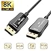 CABLEDECONN Fiber 8K 4K DisplayPort Cable DP 1.4 HBR3 8K@60Hz 4K@144Hz High Speed 32.4Gbps Optical Fiber Slim and Flexible DP to DP Cable 10m 33ft