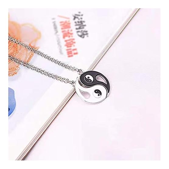 ZoneYan Collar Ying Yang,Jewelry Puzzle Colgante en diseño Yin-Yang para niños, niñas, Mejores Amigos, Amantes y Parejas… - Imagen 5