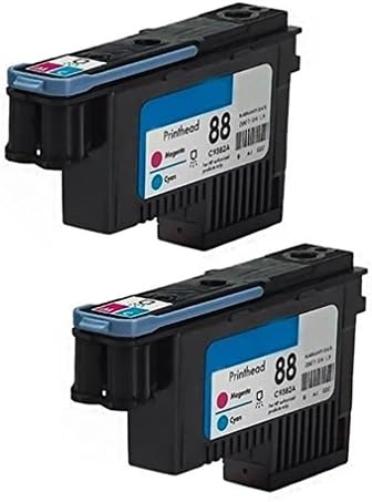 QINK 2 Pack 88 Printhead Replacement For HP88 C9382A Magenta/Cyan Printhead For HP K5300 K8600 L7380 K550dtwn Printer