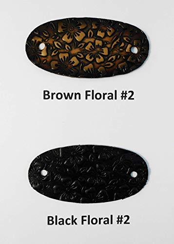 2 Large Leather Hair Barrettes w Sticks, Oval Shape Ponytail Holders, Choice of Design - Thumbnail 4