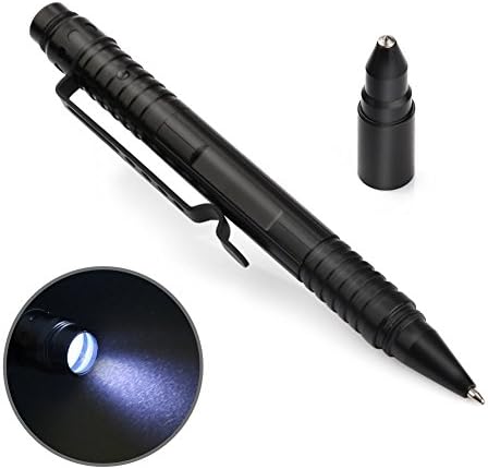 Portable LED Flashlight Tactical Pen Self Defender Glass Breaker Tool Military Aircraft Aluminum Great for Car and Emergencies