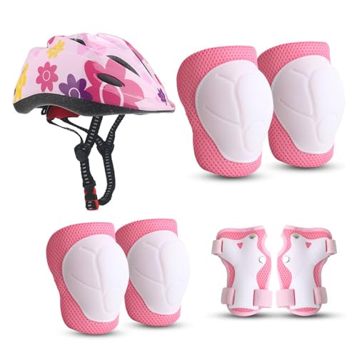 Kids Protective Gear Set, BOOM Toddler Helmet Adjustable, for Ages 2-8 Boys Girls with Sports Protective Gear Set with Knee and Elbow Pads Wrist Guards for Skateboard Cycling Scooter Rollerblading
