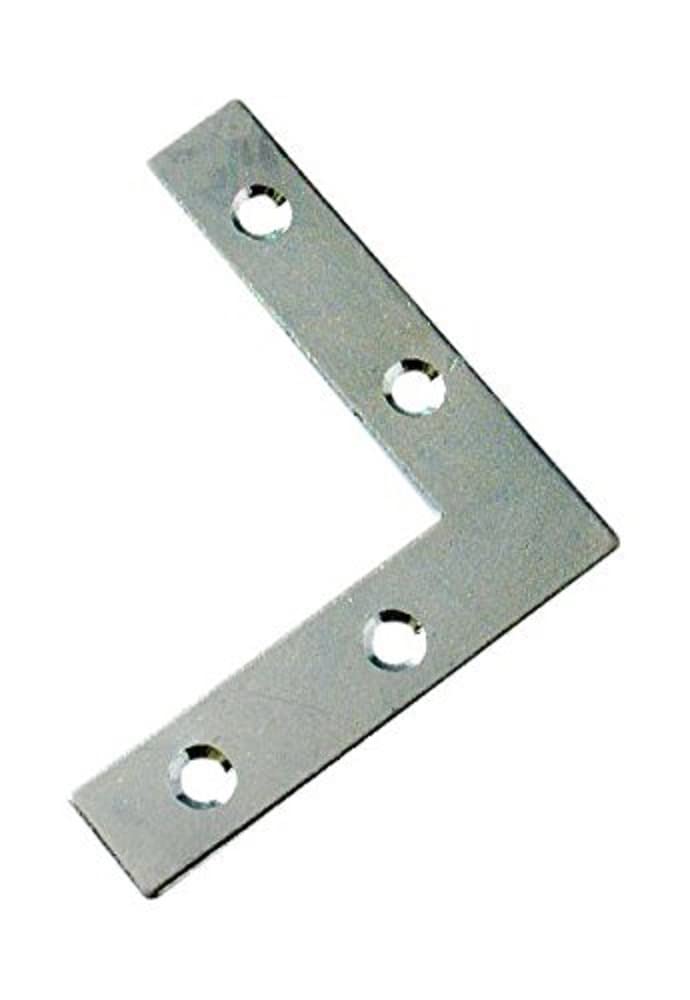 Merriway BH03861 (5 Pcs) BZP Flat Corner Brace Plate Bracket, 63mm 2.1/2 inch - Pack of 5 Pieces