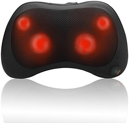 Joiry Neck Back Massager Pillow with Heat Deep Kneading Massage for Neck Back Shoulder,Relieve Muscles Pain for Home Car Office(Skin-friendly fabrics)(Black)