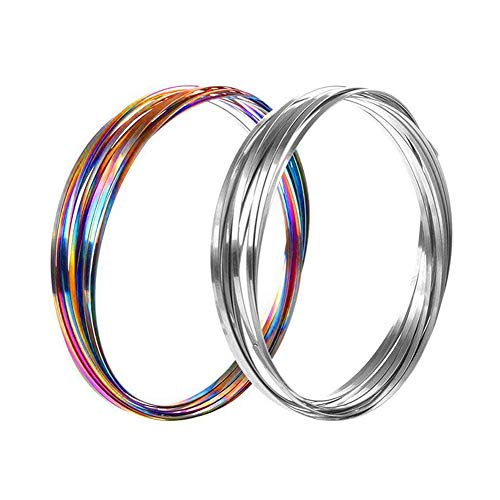 YANWIN Magic Rings, Stainless Steel Flow Rings 3D Novelty Shaped Kinetic Spring Bracelet Fidget Toy Games for Kids Teens Adults ( Silver & Multi-Color )