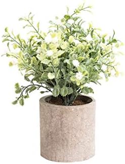 Catrne Artificial Fake Potted Plants, Mini Plastic Flowers Decorative Green Plants with Gray Pots for Outdoor Indoor Home Kitchen Office Garden