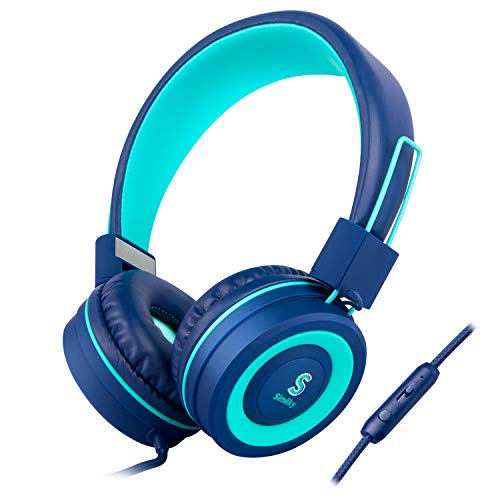 Kids Headphones – SIMILKY Products Foldable Stereo Tangle-Free 3.5mm Jack Wired Cord On-Ear Headset for Children (Navy/Teal)