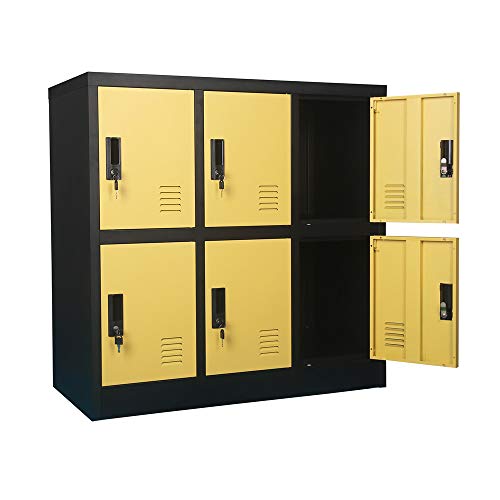 Small Office Storage Locker Cabinet Organizer for Employee,School Locker for Kids Mini Size (Yellow, W6D)