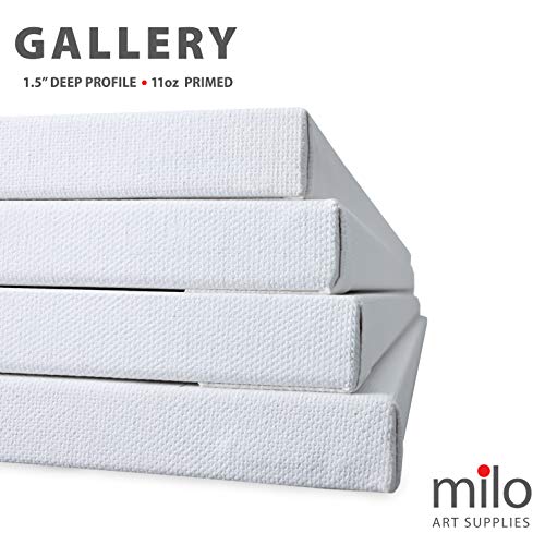 MILO PRO | 18 x 24" Stretched Canvas Pack of 4 | 1.5" inch Deep Gallery Profile | 11 oz Primed Large Professional Artist Painting Canvases | Ready to Paint White Blank Art Canvas Bulk Set - Thumbnail 2