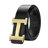IGOBLIN Men Business Casual H Word Deduction Leather Belt with Pin Buckle