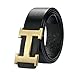 IGOBLIN Men Business Casual H Word Deduction Leather Belt with Pin Buckle