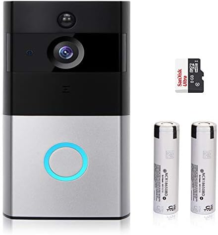 WIFI Video Doorbell, Wireless Smart Doorbell 720P Security Camera with Chime, Night Vision 166 Wide Angle, Two-Way Talk and Video, App for IOS & Android with 16G Memory Card