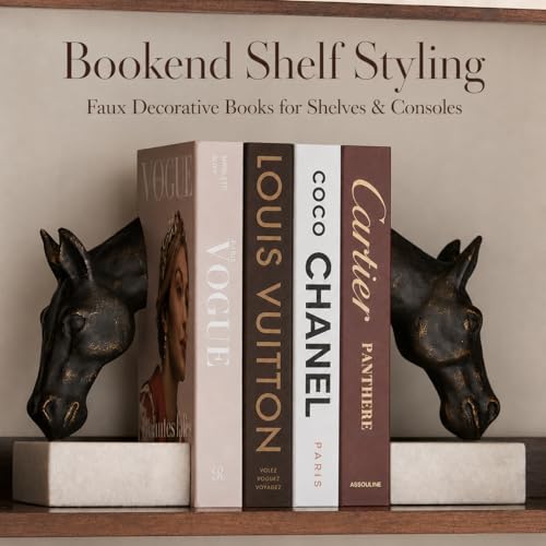 PROBENEX 4 Pcs Foldable Decorative Books | Faux Luxe Shelf & Table | Not Real Books - Lightweight Cardboard That Folds Flat to Assemble in 2 Minutes, No Tools
