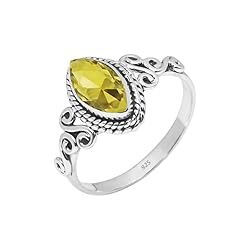 Rubicrafts Citrine Stone Ring 925 Sterling Silver