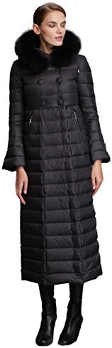 Fast Sister Women's Stylish Goose Down Jackets Down Coats Parka Fox Fur Collar (Size XS, Tian-710-Black)