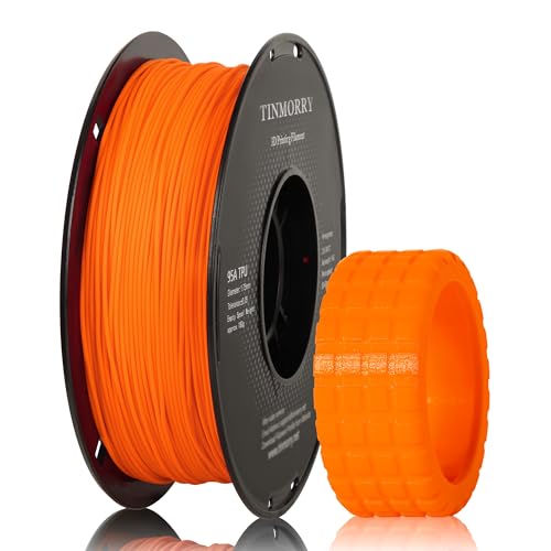 Tinmorry Tpu Filament 1.75 Mm, Tpu 95A Flexibles 3D Drucker Filament Mit Glänzender Oberfläche, Geeignet Für Die Meisten Fdm-3D-Drucker, 1Kg Spule (2.2 Lbs), Feuerschutz Orange