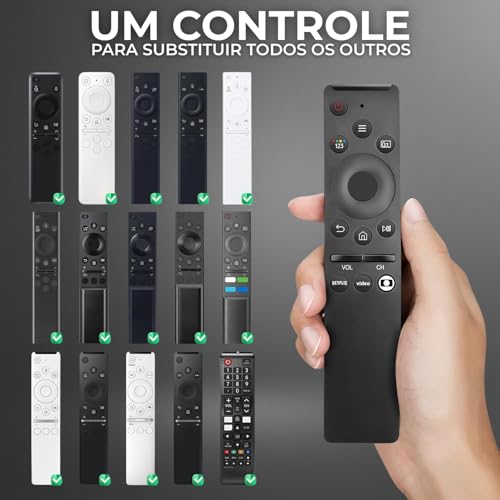 Controle Remoto Compatível com Smart TV Samsung — Com Botões Netflix, Prime Video e Globoplay— Funciona em Modelos 4K, QLED, Crystal, Neo QLED e OLED — Não Precisa Configurar