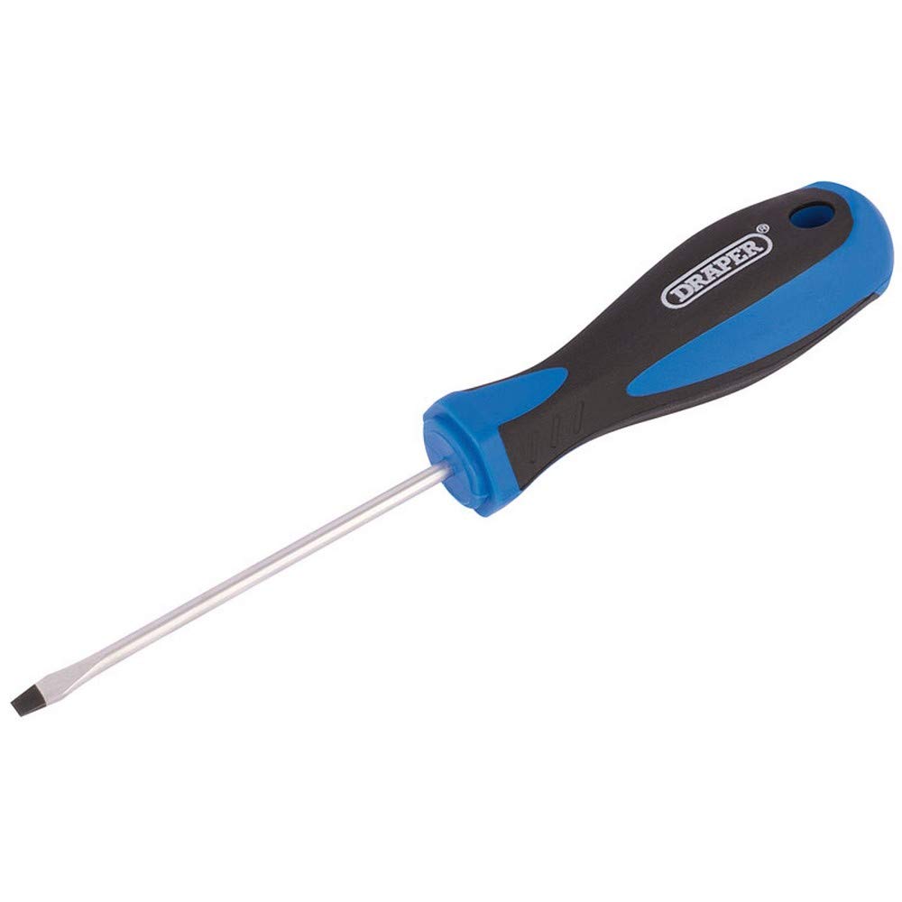 Draper 63222 Engineer's Plain Slot 3.0mm Flared Tip Screwdriver, 75 mm Blade Length , Blue