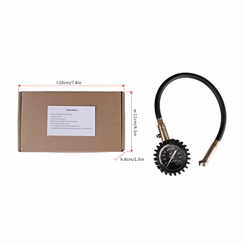 High-precision Tire Pressure Gauge (60-100 PSI) ,Premium Braided Hose, Solid Brass Hardware, Best For Any Heavy Duty Car, Truck, Motorcycle, RV and so on (Gold, 100psi)