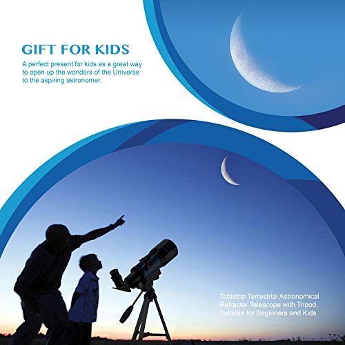Aomekie Telescope for Adults Astronomy Beginners 70mm Kids Telescopes Travel Scope with Tripod Phone Adapter 3X Barlow Lens Finderscope 1.5X Erecting Eyepiece