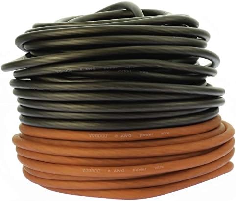 VOODOO 8 AWG Gauge True Spec Power & Ground Wire (25 FT - RD & BK)