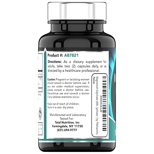 tnvitamins Magnesium Glycinate 300mg, 90 Capsules | High Absorption Chelated Magnesium for Sleep, Calm & Muscle Support* | Non-GMO, Gentle, Non-Laxative | TNVitamins