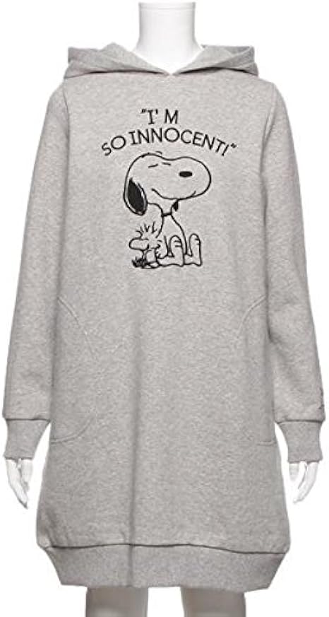 Amazon Co Jp Peanutsコラボsnoopy裏起毛パーカーワンピース トップ グレー M 150 服 ファッション小物