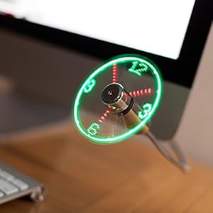 TRIXES Flexible USB Desk Fan and Clock - LED Time Display - Plug in and Play - Flexible Goose Neck – Desk Clock Fan Soft…