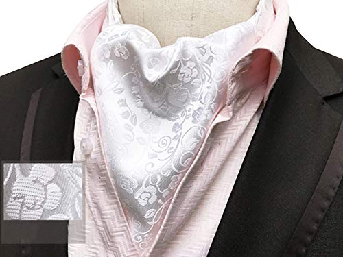 MENDENG Mens Black Gold Paisley Jacquard Woven Silk Cravat Formal Self Tie Ascot - Thumbnail 3