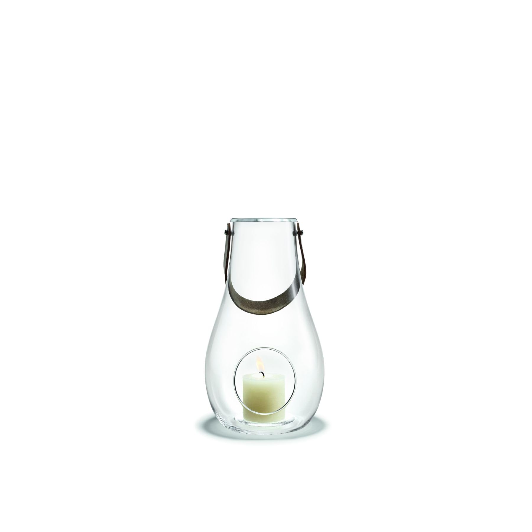 Holmegaard Lantern Height 29 cm Design with Light Made of Hand-Blown Glass, Clear