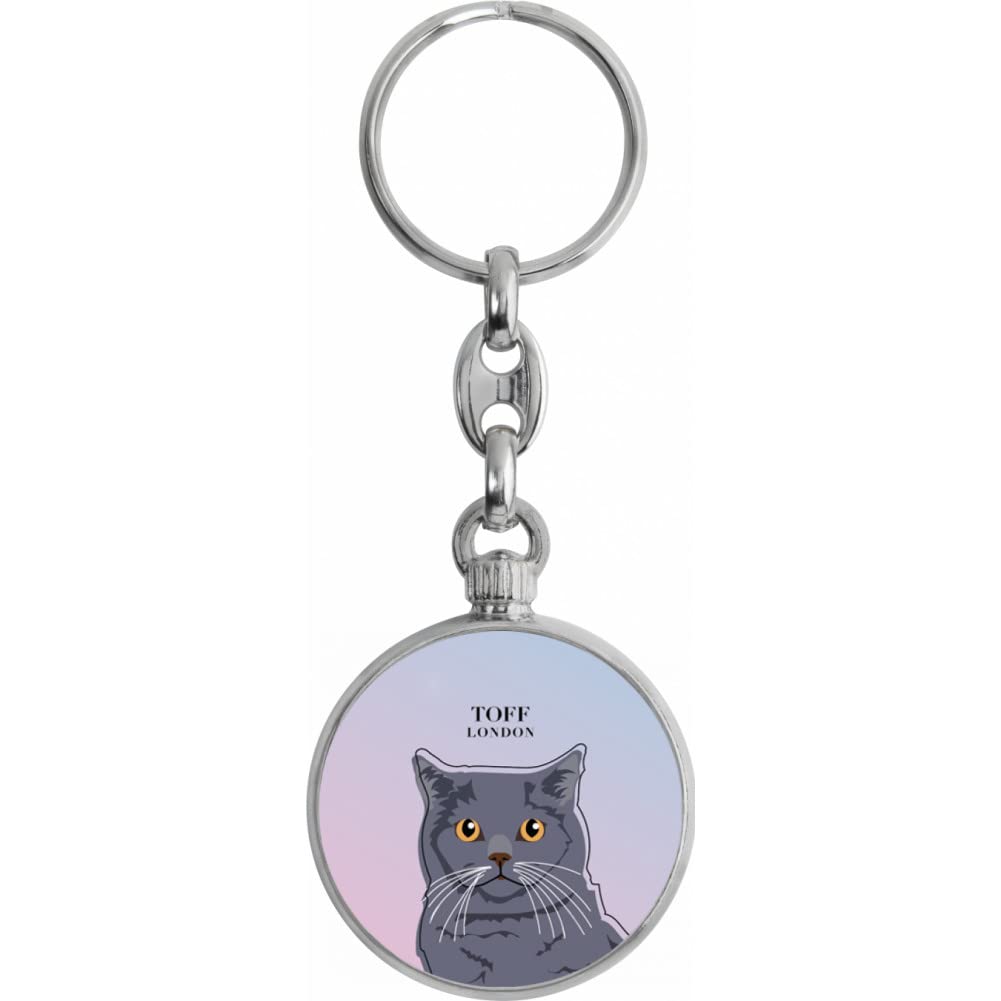 Toff London Blue British Shorthair Cat Head Keyring