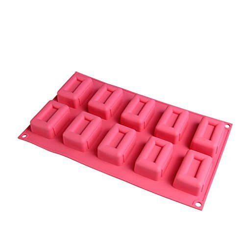 Moldiy Rectangular Baking Mold, Silicone Molds for Handmade soap, Jelly, Pudding, Cake Baking Tools,10 Cavity - Thumbnail 3