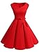 IVNIS Women's Vintage 1950s Semi Fixed Belt Rockabilly Swing Dresses With Pockets