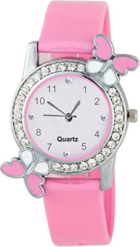 JAY VIRU ENTERPRISE Quartz Movement Analogue Multicolour Dial Pink Diamond Studded Watch for Women JVE 65