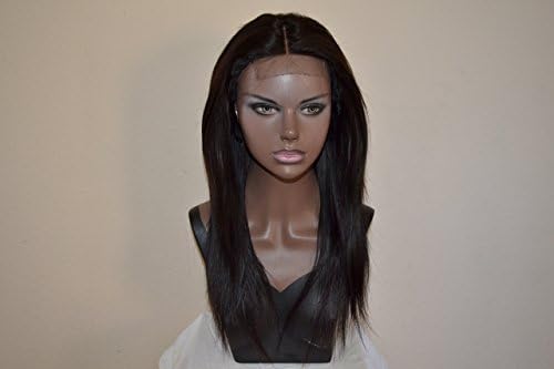 Handmade Brazilian Virgin Straight Hair With Closure Lace Wig 8A 1B 16-16-16 with 12 inch Top Closure3