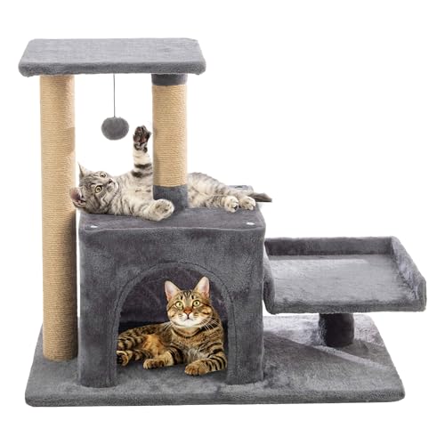 24.5in Small Cat Tree Tower - Cat Tower with Napping Perches, Kitten Condo, 2 R…
