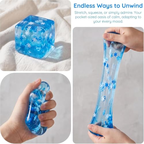 SLEEPHEAD®1Pcs Stress Cube Bulk Slow Rising Ice Cube Stress Balls for Adult Sensory Squeeze Cubes Birthday Gifts for Anxiety Relief Party Favors Prizes (Blue,5.5CM)