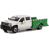 Greenlight 46100-C Dually Drivers Series 10-2018 Chevy Silverado 3500 Dually Service Bed - Waste Management 1:64 Scale Diecast