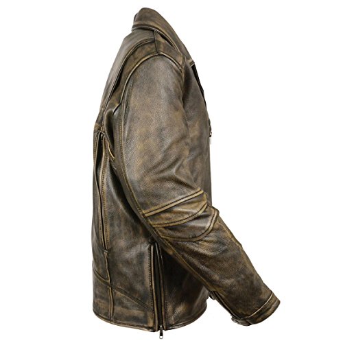 Milwaukee Leather Mens Triple Stitch Beltless Distressed Brown Leather Jacket w - 4X-Large