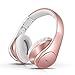 WXY Bluetooth Headphones Over Ear, Foldable Wireless Wired Bluetooth 4.2 Headphones Microphone, on Headsets Volume Control Kids Women in Cell Phones iPhone TV PC, Rose Gold