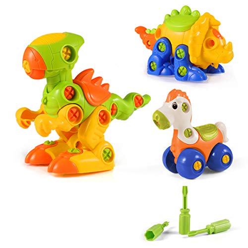 Dinosaur Toys, STEM Learning Toys, Construction Engineering Building Play Set for Boys Girls Toddlers, Best Kids Toy Gift for Ages 3yr – 6yr, 3 Years and up (Colorful)