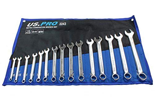 US PRO Tools 15PC Metric Combination Spanner Set 6-22MM 2243