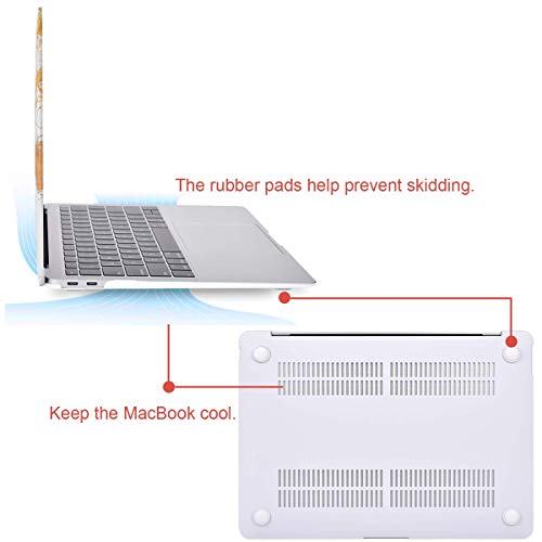 MOSISO MacBook Air 13 Inch Case 2018 Release A1932 with Retina Display, Plastic Pattern Hard Case Shell & Keyboard Cover & Screen Protector Only Compatible Newest MacBook Air 13, White Gold Marble