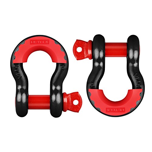 LIBERRWAY Shackles 3/4" (2 Pack) D Ring Shackle Rugged Off Road Shackles 28.5 Ton (57,000 lbs) Maximum Break Strength with 7/8'' Pin Heavy Duty D Ring for Jeep Vehicle Recovery, Black