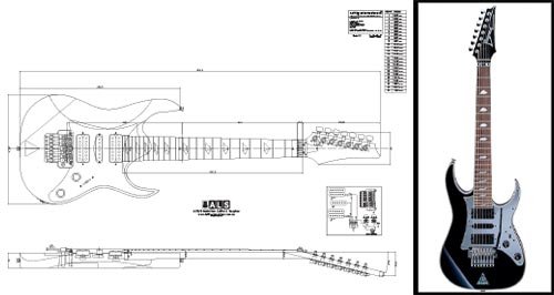 Plan of Ibanez Universe 7-string Electric Guitar - Full Scale Print