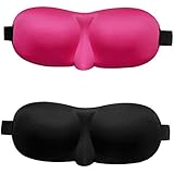 KEKU 3D Memory Foam Eye Masks (2 Pack), Breathable Eye Shades Night Blinder - Adjustable Velcro Tape - Ideal for Travel, Rest, Shift Work, Relieve Fatigue - Come with A Velvet Pouch